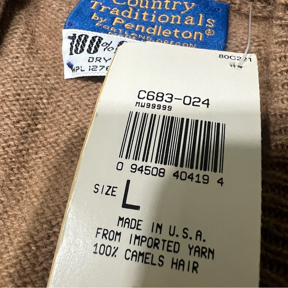 Vintage Pendleton Camel Hair V-Neck Sweater Tan Large made in USA NOS - Picture 6 of 10